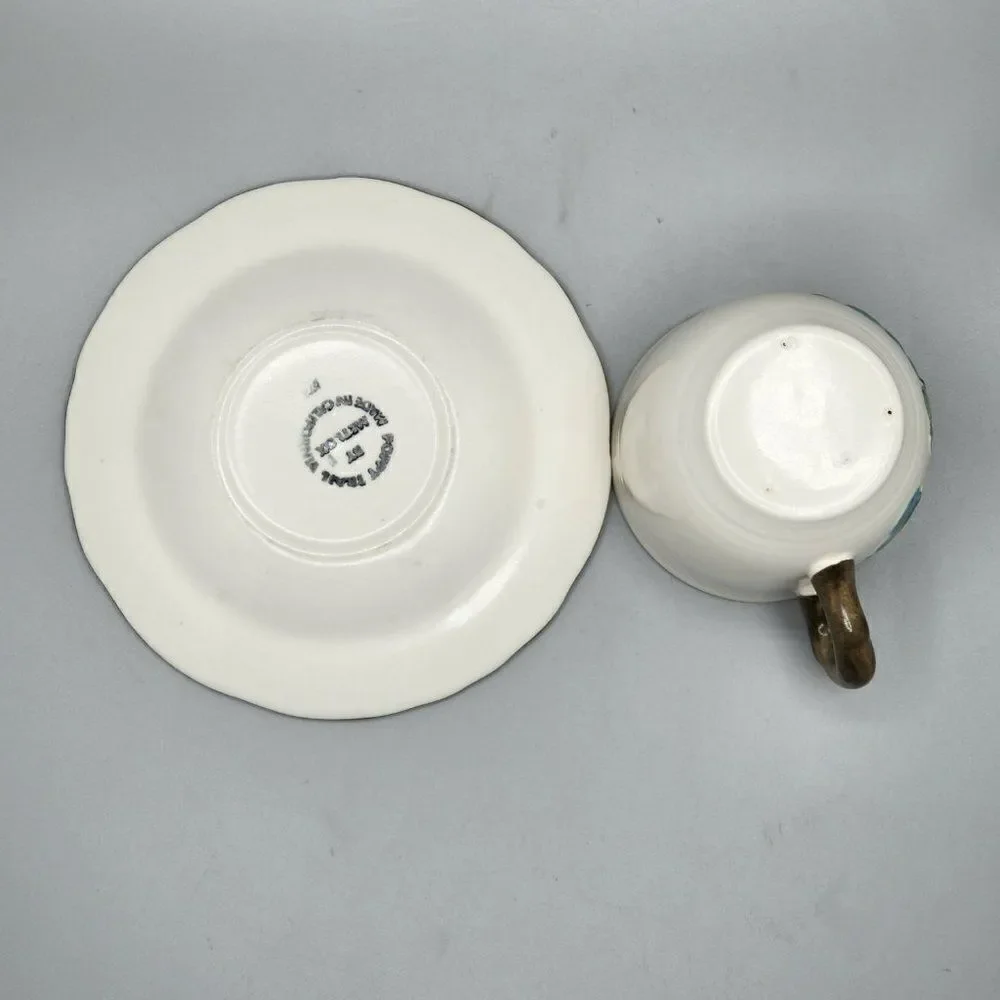 Vintage Metlox Sculptured Grape Poppy Trail Coffee Cup & Saucers